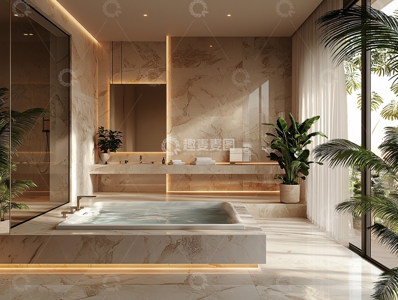 高清大图下载【趣麦麦图】现代轻奢风大理石浴室