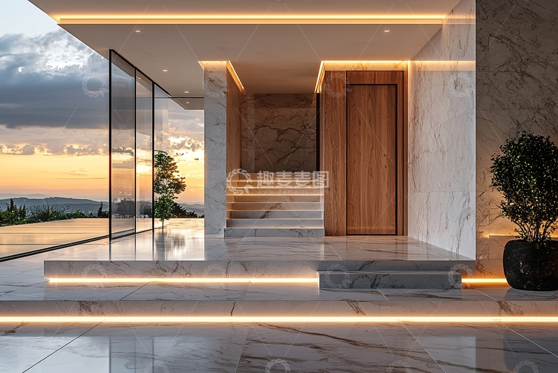 高清大图下载【趣麦麦图】现代极简别墅入口