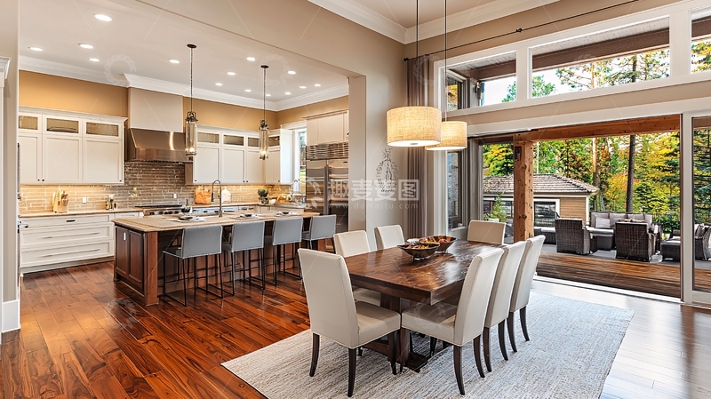 高清大图下载【趣麦麦图】现代风格开放式厨房餐厅