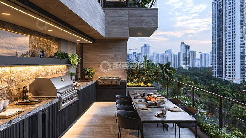 高清大图下载【趣麦麦图】高端户外阳台烧烤区
