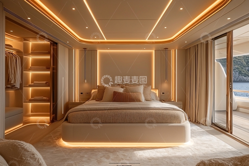 高清大图下载【趣麦麦图】豪华游艇卧室