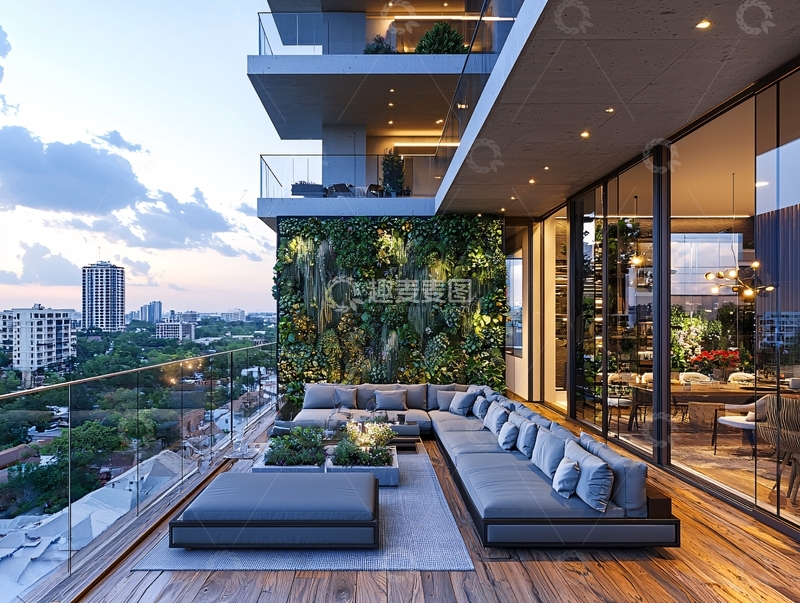 高清大图下载【趣麦麦图】现代公寓阳台景观设计