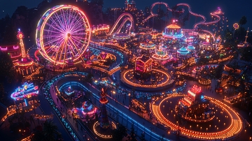 夜晚游乐园全景图