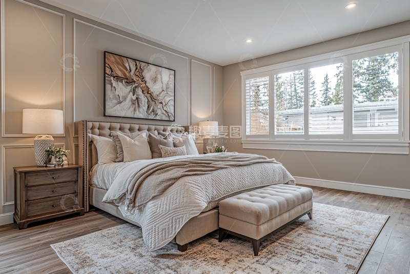 高清大图下载【趣麦麦图】米色系温馨卧室设计