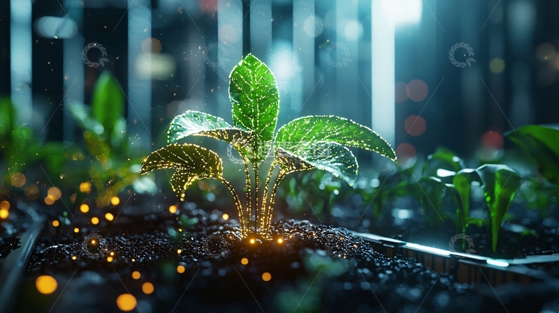 高清大图下载【趣麦麦图】科技感植物生长