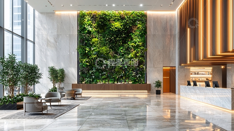 高清大图下载【趣麦麦图】高端酒店大堂绿植墙
