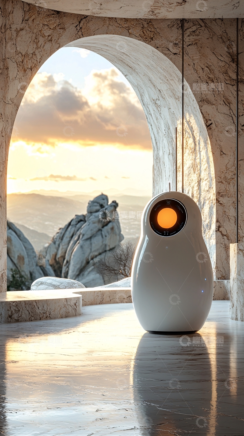 高清大图下载【趣麦麦图】极简主义白色机器人