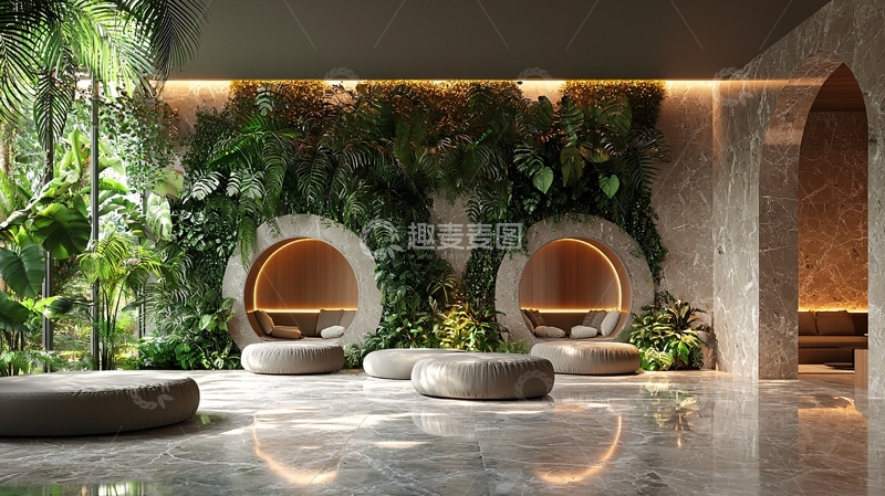 高清大图下载【趣麦麦图】高端酒店大堂绿植设计