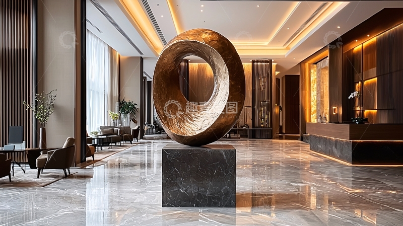 高清大图下载【趣麦麦图】酒店大堂抽象雕塑