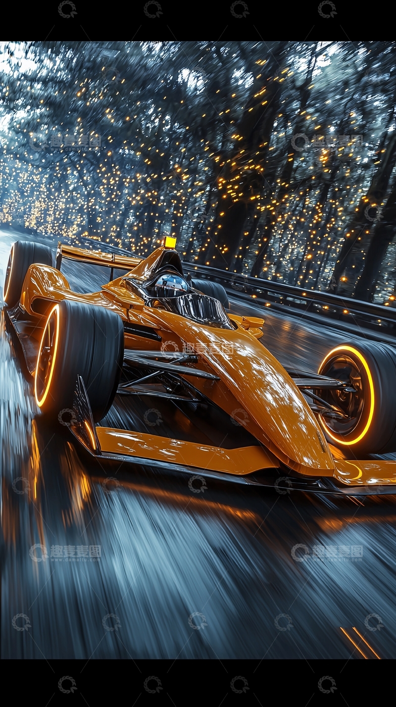 高清大图下载【趣麦麦图】赛车雨夜疾驰