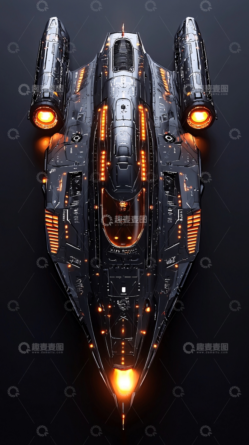 高清大图下载【趣麦麦图】未来科幻飞船俯视图