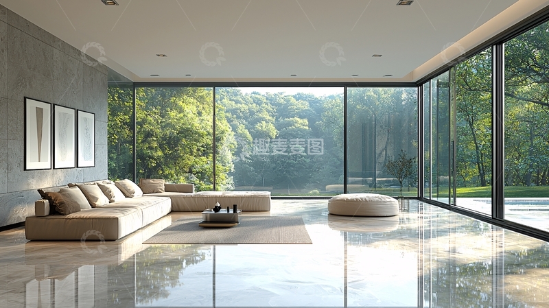 高清大图下载【趣麦麦图】现代简约客厅落地窗