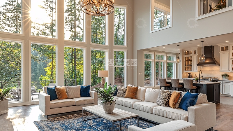 高清大图下载【趣麦麦图】明亮宽敞的客厅落地窗