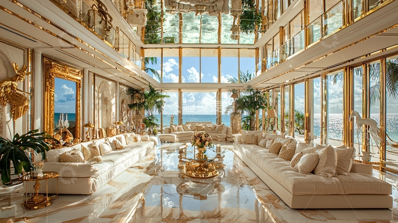高清大图下载【趣麦麦图】奢华海景别墅客厅