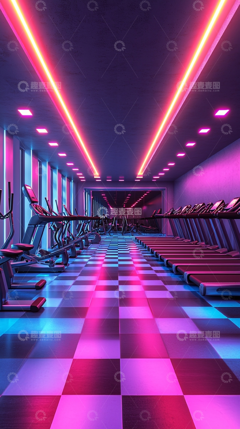 高清大图下载【趣麦麦图】霓虹灯健身房