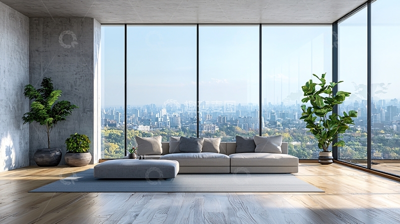 高清大图下载【趣麦麦图】现代简约落地窗客厅