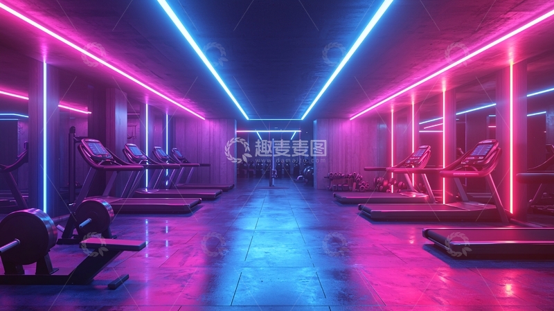 高清大图下载【趣麦麦图】霓虹灯健身房