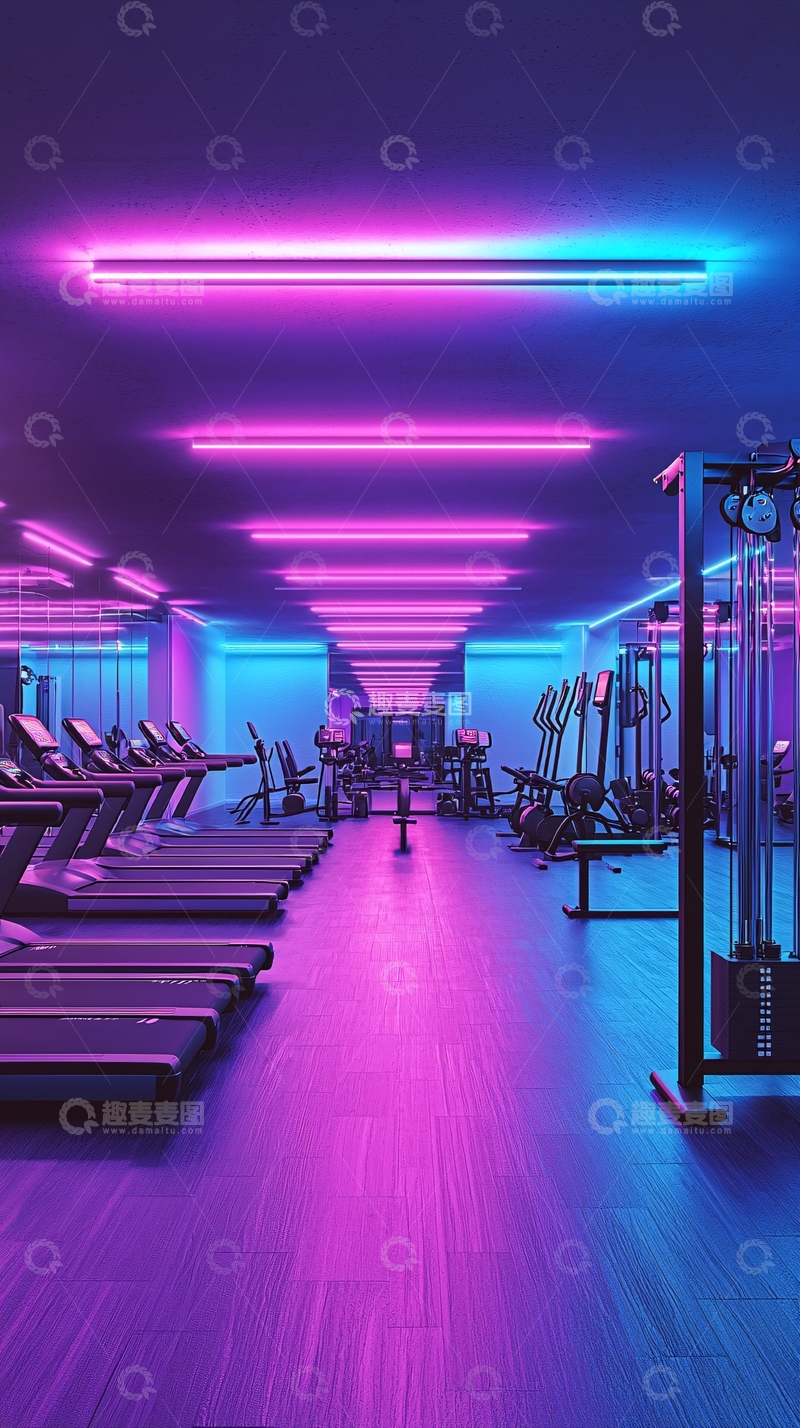 高清大图下载【趣麦麦图】霓虹灯健身房高清图片