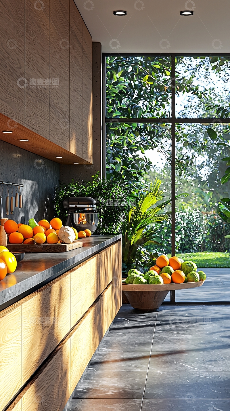 高清大图下载【趣麦麦图】现代简约木质橱柜厨房