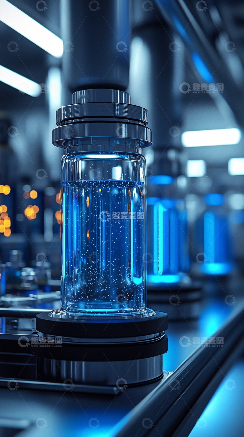 高清大图下载【趣麦麦图】蓝色液体在高科技实验室