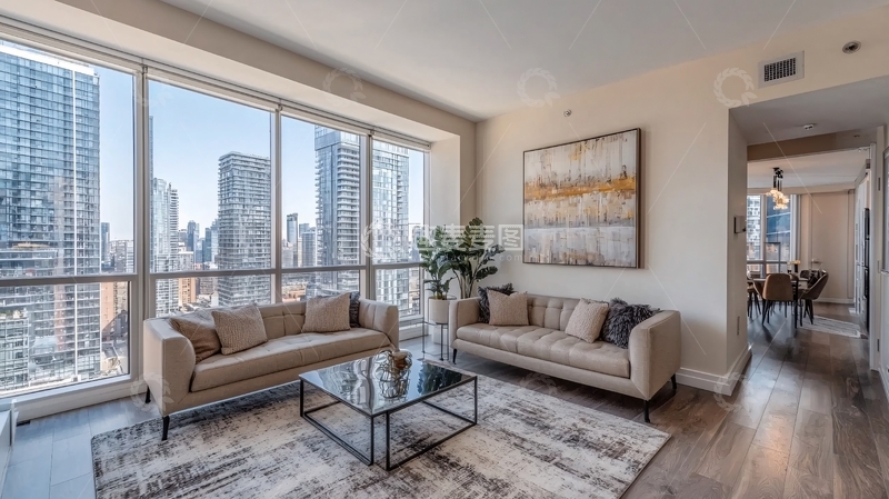 高清大图下载【趣麦麦图】现代都市高层公寓客厅