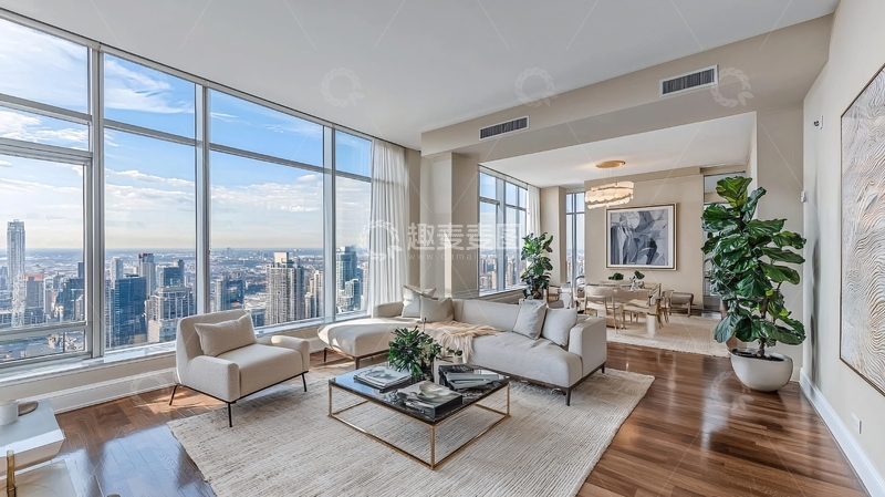 高清大图下载【趣麦麦图】现代都市高层公寓客厅