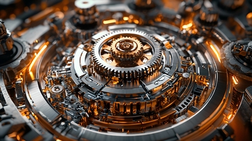 复杂精密的机械齿轮装置