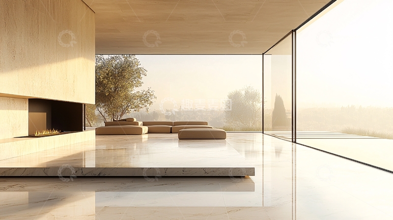 高清大图下载【趣麦麦图】极简现代客厅落地窗设计