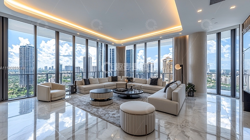 高清大图下载【趣麦麦图】现代奢华公寓客厅