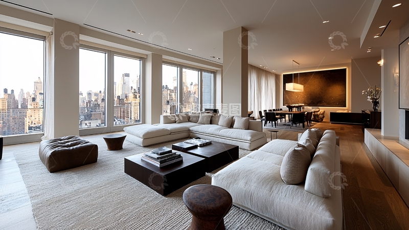 高清大图下载【趣麦麦图】极简现代风格大落地窗公寓