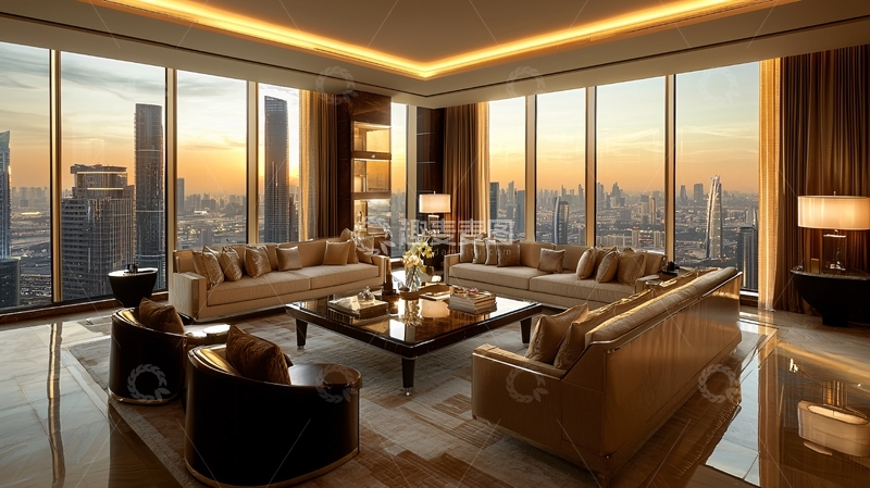 高清大图下载【趣麦麦图】高层公寓日落景观