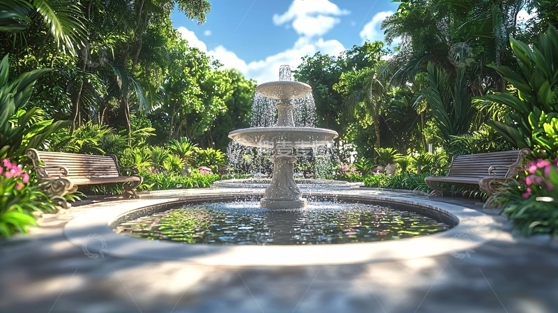 高清大图下载【趣麦麦图】花园喷泉