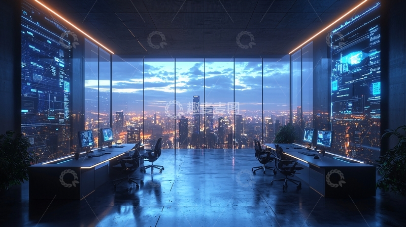 高清大图下载【趣麦麦图】极简未来科技感办公室