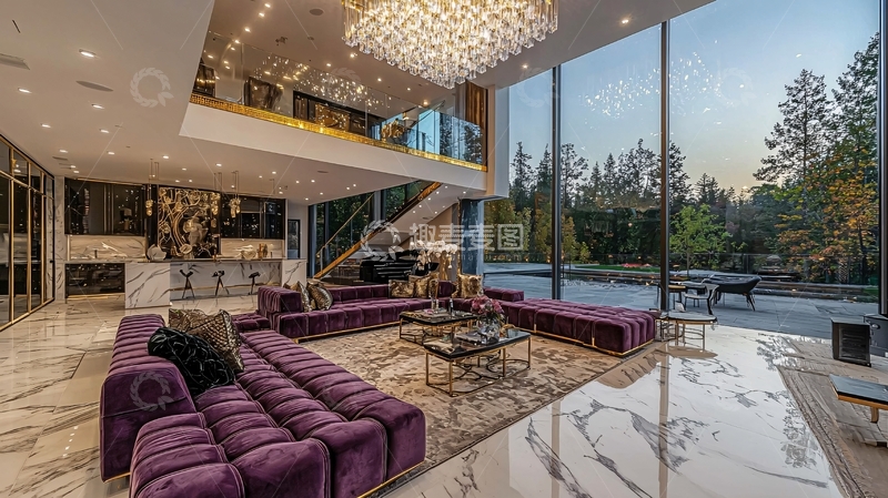 高清大图下载【趣麦麦图】现代奢华别墅客厅