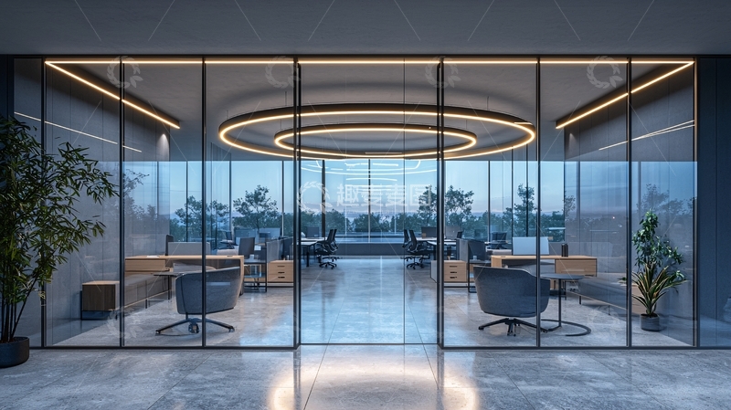 高清大图下载【趣麦麦图】现代化玻璃隔断办公室