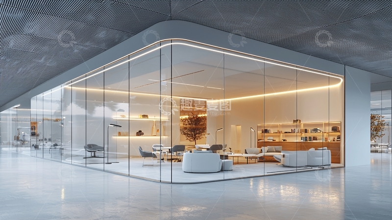 高清大图下载【趣麦麦图】现代简约玻璃幕墙商铺
