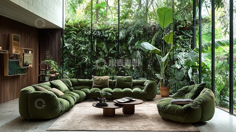 高清大图下载【趣麦麦图】绿色沙发