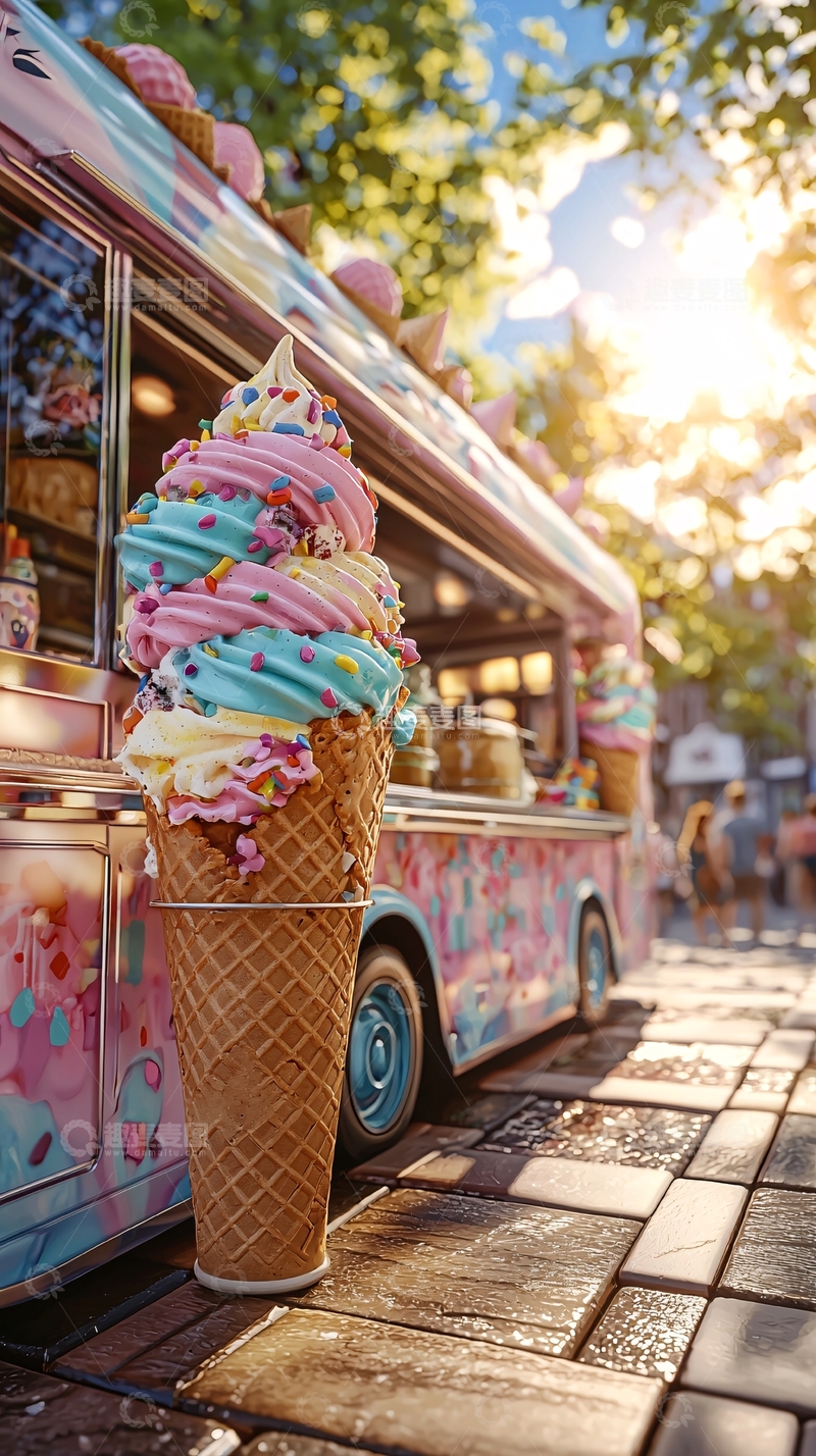 高清大图下载【趣麦麦图】梦幻冰淇淋车