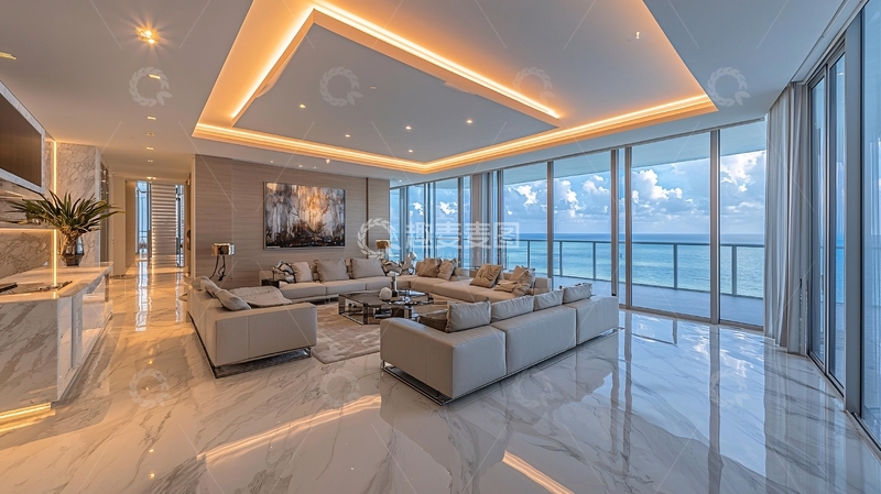 高清大图下载【趣麦麦图】豪华海景客厅