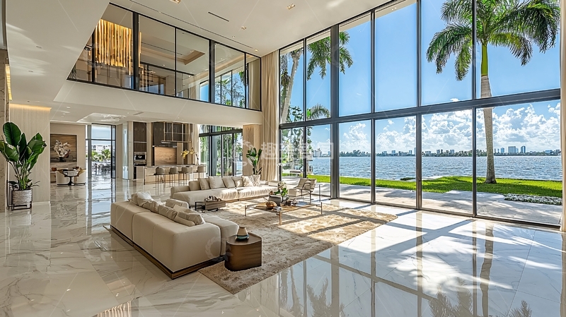 高清大图下载【趣麦麦图】宽敞明亮的海景客厅