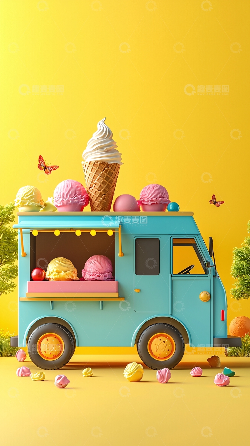高清大图下载【趣麦麦图】冰淇淋卡车