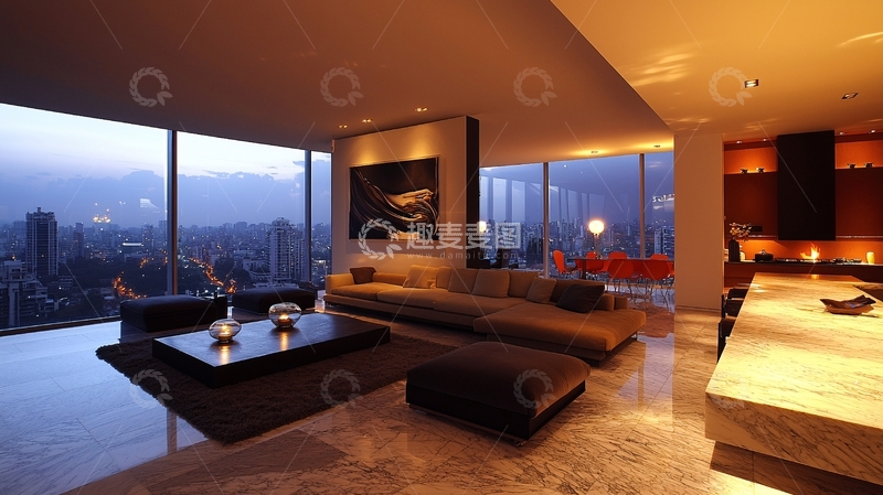 高清大图下载【趣麦麦图】现代简约公寓夜景