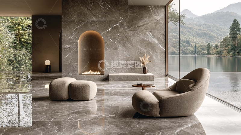 高清大图下载【趣麦麦图】极简现代湖景休闲室