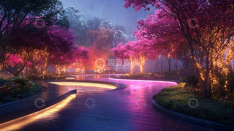 高清大图下载【趣麦麦图】梦幻森林夜景