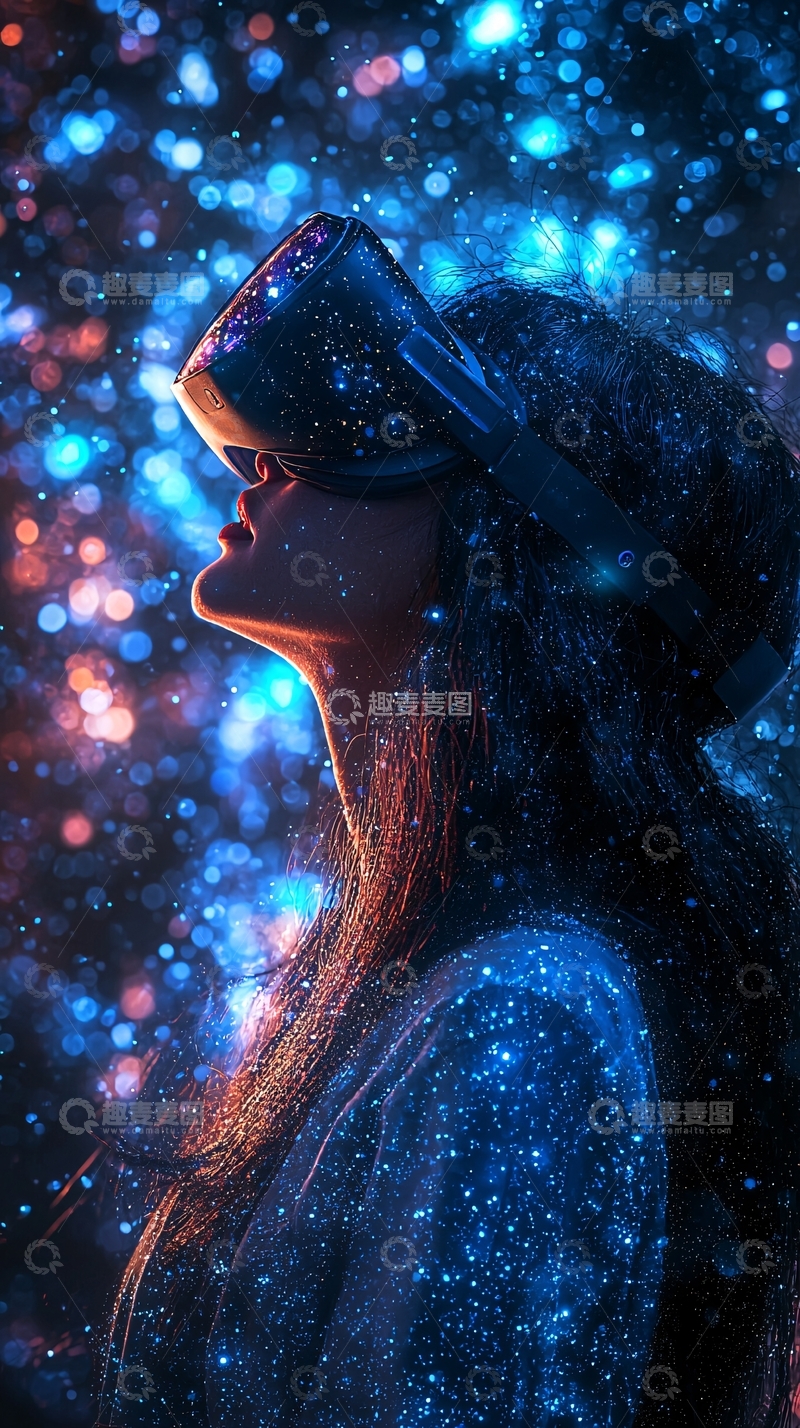 高清大图下载【趣麦麦图】虚拟现实女孩