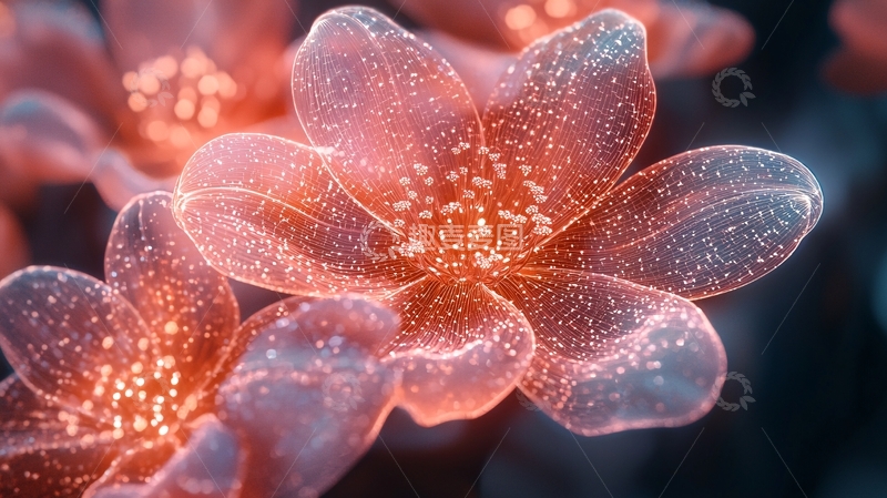 高清大图下载【趣麦麦图】光影梦幻透明花朵