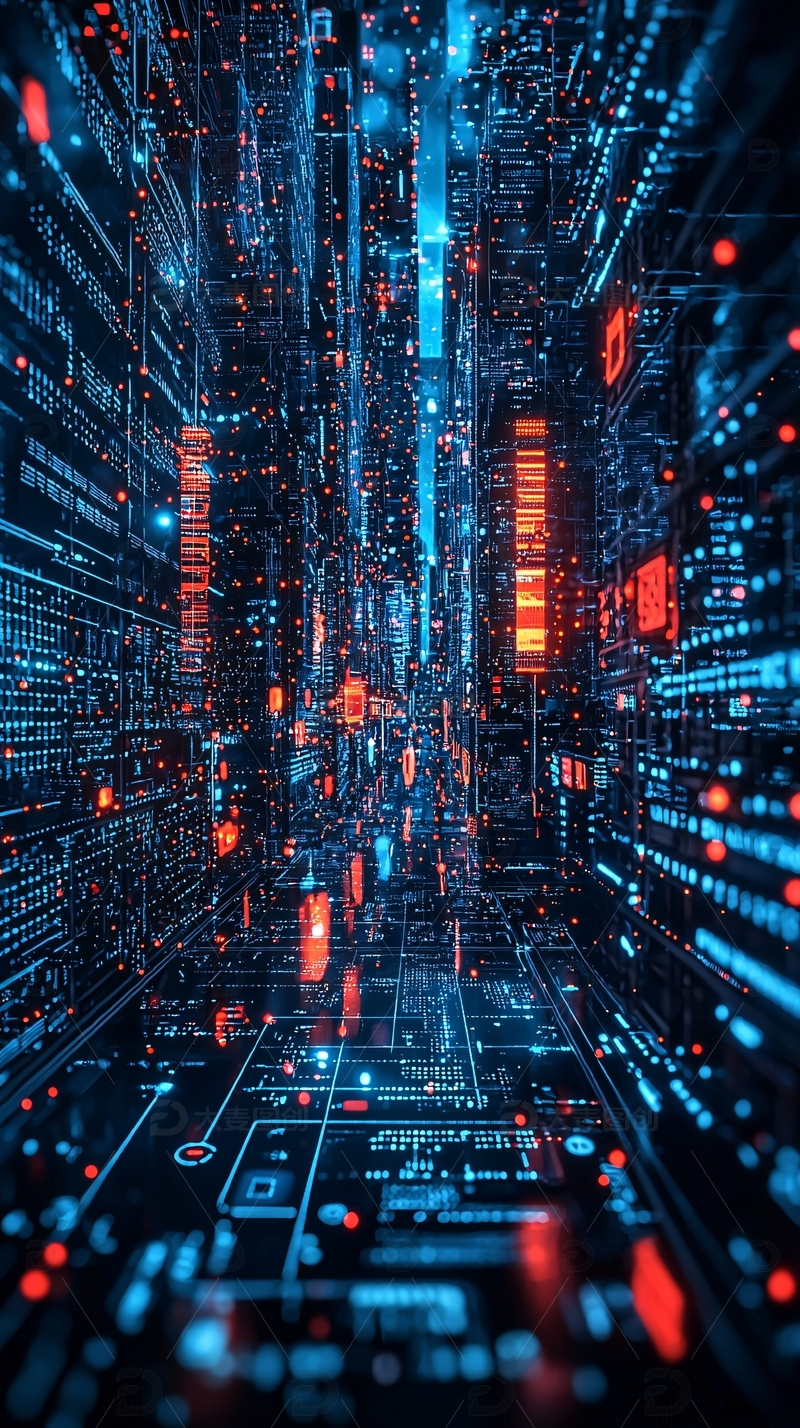 高清大图下载【趣麦麦图】蓝光科技感数字城市