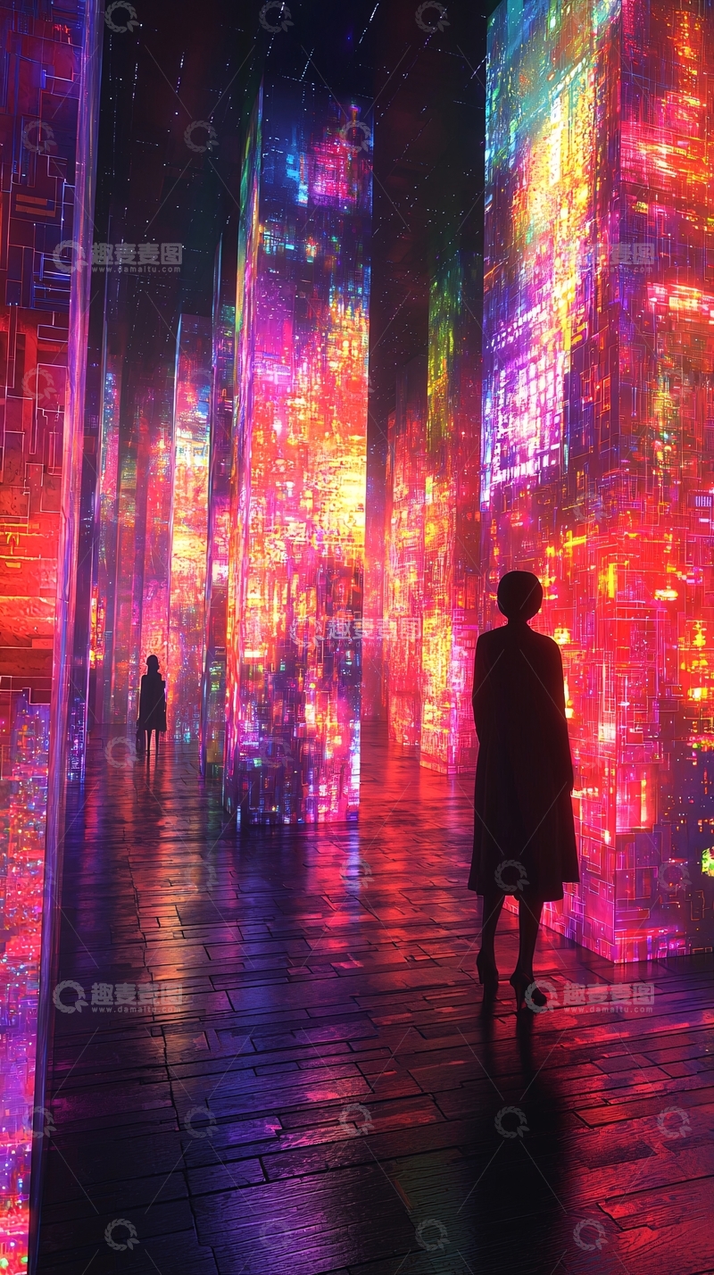 高清大图下载【趣麦麦图】霓虹灯城市夜景