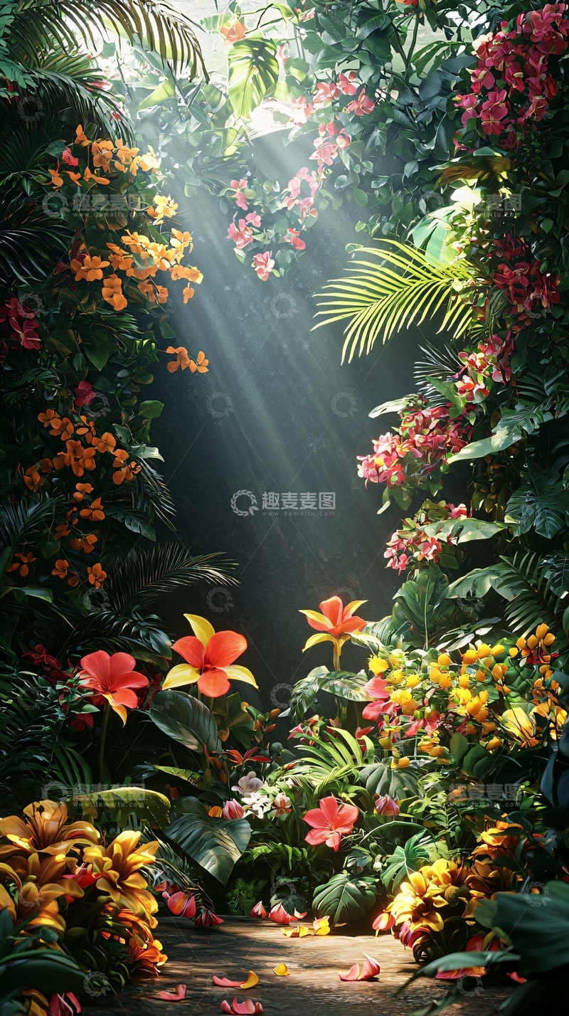 高清大图下载【趣麦麦图】阳光透过雨林