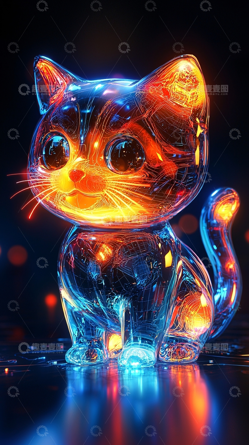 高清大图下载【趣麦麦图】玻璃猫咪